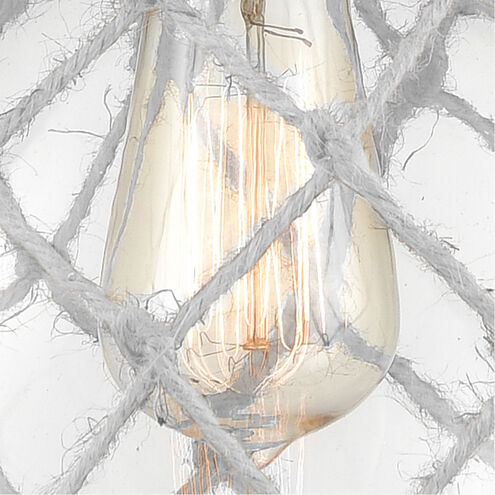 Ballston Farmhouse Rope Island Light Ceiling Light in Oil Rubbed Bronze, Clear Glass with White Rope, Ballston